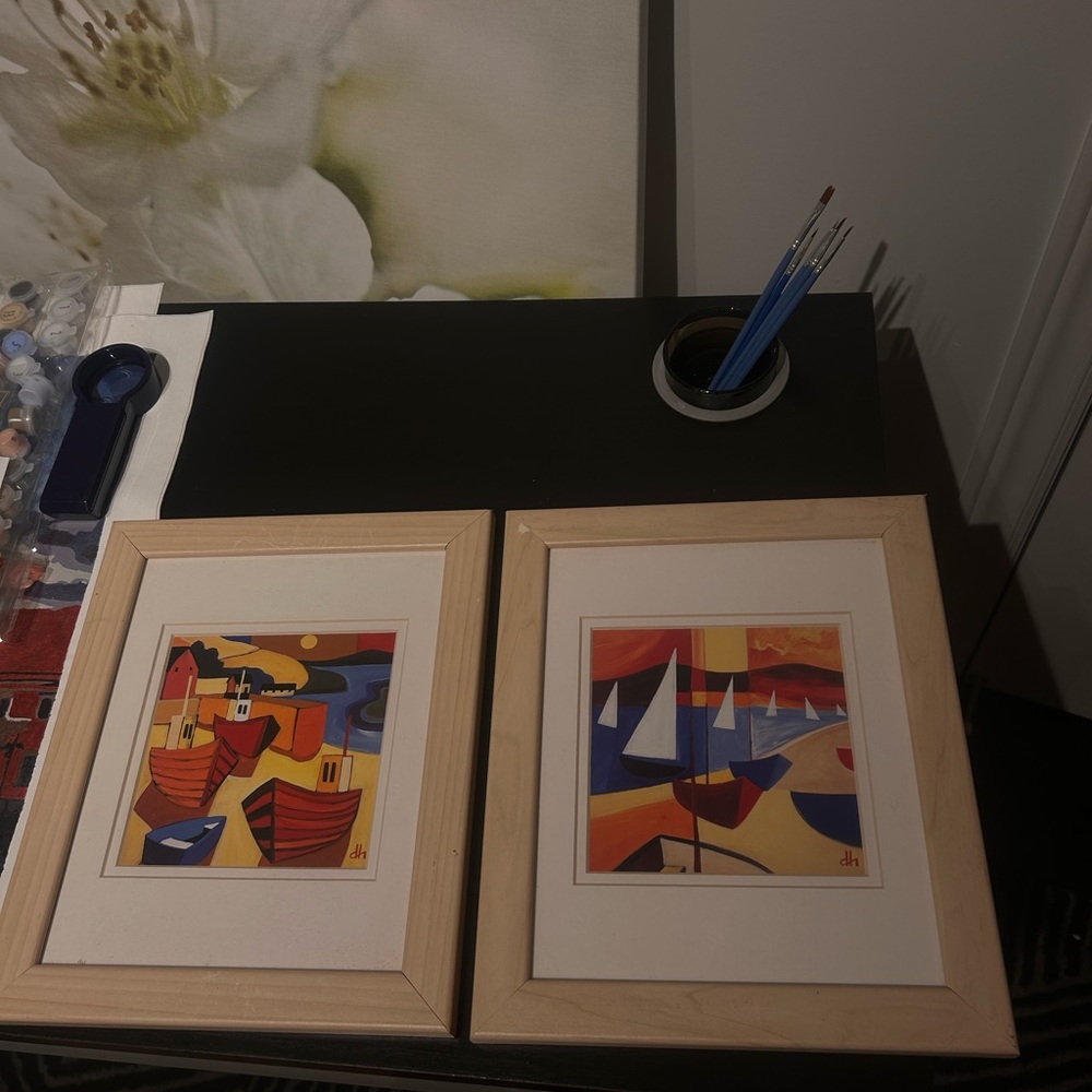 Vibrant Sailboat Prints in Wooden Frames